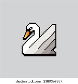 Pixel art illustration Swan. Pixelated Swan. Swan pixelated for the pixel art game and icon for website and video game. old school retro.