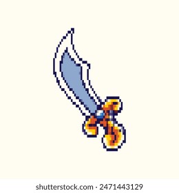 In: Pixel Art Illustration Sword. Pixeliertes Piratenschwert. Piratenschwert verpixelt für das Pixelkunstspiel und Ikone für Website und Video. Old School Retro.