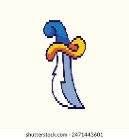 Pixel ilustración de arte Espada. Espada pirata pixelada. Espada pirata pixelada para el juego de pixel art e ícono para el Sitio web Video y