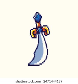 Pixel art illustration Sword. Pixelated pirate sword. Pirate sword pixelated for the pixel art game and icon for website and video game. old school retro.