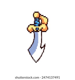 Pixel art illustration Sword. Pixelated pirate sword. Pirate sword pixelated for the pixel art game and icon for website and video game. old school retro.