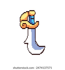 Pixel art illustration Sword. Pixelated pirate sword. Pirate sword pixelated for the pixel art game and icon for website and video game. old school retro.