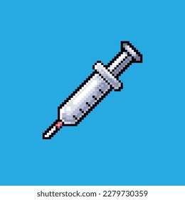 Pixel art illustration syringe. Pixelated syringe. medical syringe pixelated
for the pixel art game and icon for website and video game. old school retro.