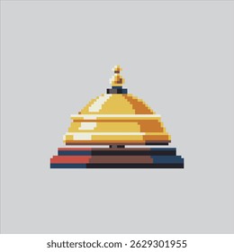 Pixel-Grafik-Illustration Table Bell. Verpixelte Schreibtischglocke. Hotel Desk Table Bell Icon verpixelt für das Pixel Art Spiel und Icon für Website und Videospiel. Old School Retro.