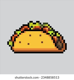 Pixel art illustration Taco. Pixelated Taco. Mexican taco food icon pixelated
for the pixel art game and icon for website and video game. old school retro.
