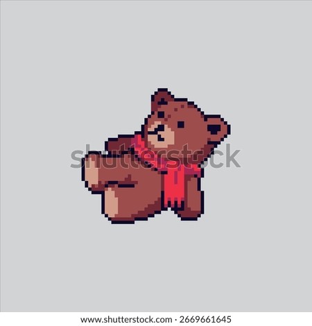 Pixel art illustration Teddy Bear Doll. Pixelated Cute Teddy Bear. Cute Teddy Bear Doll Toy Icon pixelated for the pixel art game and icon for website and video game. old school retro.
