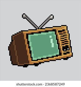 Pixel Art Illustrationsfernsehen. Pixel-TV. klassische Fernsehelektronik-Symbol pixelig
für das Pixelkunstspiel und Icon für Website- und Videospiel. Altschulretro.