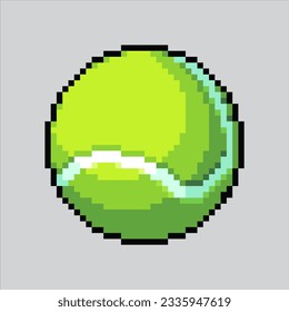 Ilustración de arte de Pixel, pista de tenis. Pelota de tenis Pixelada. Icono de Sports Tennis Ball pixelado para el juego de arte píxel e icono para el sitio web y el videojuego. retro de la vieja escuela.