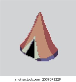 Pixel art illustration Tent. Pixelated Camping Tent. Simple Hiking Camping Tent Icon pixelated for the pixel art game and icon for website and video game. old school retro.