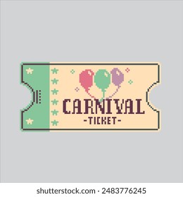 Pixel art illustration Ticket. Pixelated Carnival Ticket. Carnival Ticket pixelated for the pixel art game and icon for website and video game. old school retro.