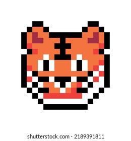 Pixel art illustration of Tiger head in vector