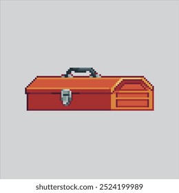 Toolbox zur Illustration von Pixelgrafiken. Verpixelte Mechanikbox. Mechanic Toolbox Reparatur pixelated für die Pixel-Kunst-Spiel und Symbol für Website und Videospiel. Old School Retro.