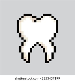 Ilustración de arte de Pixel Diente. Diente Pixelado. Icono dental pixelado
para el juego de arte píxel e icono para el sitio web y el juego de vídeo. retro de la vieja escuela.