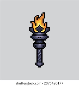 Antorcha de ilustraciones de arte de Pixel. Linterna Pixelada. antorcha medieval
icono pixelado para el juego de arte píxel e icono para el sitio web y el videojuego. retro de la vieja escuela.