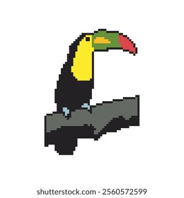 pixel art illustration of toucan bird