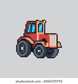 Pixel art illustration Tractor. Pixelated Tractor. Farm Tractor 
pixelated for the pixel art game and icon for website and video game.