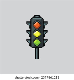 Pixel art illustration traffic light. Pixelated traffic light. safety traffic light icon pixelated for the pixel art game and icon for website and video game. old school retro.