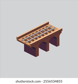 Pixel art illustration Train Bridge. Pixelated Railway Bridge. Train Railway Bridge icon pixelated for the pixel art game and icon for website and video game. old school retro.