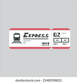 Pixel arte ilustração Train Ticket. Passagem De Trem Pixelizada. Passagem de Bilhete Ferroviário Ícone pixelated para o jogo de arte de pixel e ícone para site e vídeo game.