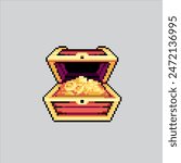 Pixel art illustration Treasure Chest. Pixelated Treasure Box. Treasure Chest Box pixelated for the pixel art game and icon for website and video game. old school retro.
