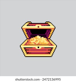 Pixel art illustration Treasure Chest. Pixelated Treasure Box. Treasure Chest Box pixelated for the pixel art game and icon for website and video game. old school retro.