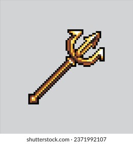 Ilustración de arte de Pixel Trident. Tridente Pixelado. Tridente de Poseidon de Neptune en el Océano
icono pixelado para el juego de arte píxel e icono para el sitio web y el videojuego.
retro de la vieja escuela.