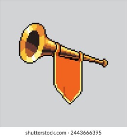 Pixel art illustration Trumpet. Pixelated Classic Trumpet. Classic Trumpet pixelated for the pixel art game and icon for website and video game. old school retro.