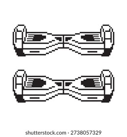 Pixel art illustration of two self balancing scooters displayed symmetrically
