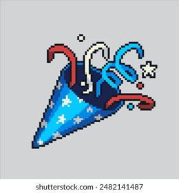 Pixel art illustration US Confetti. Pixelated United States Confetti. USA Confetti Independence Day pixelated for the pixel art game and icon for website and video game. old school retro.