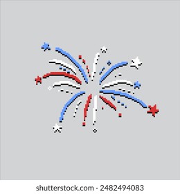 Pixel art illustration US Fireworks. Pixelated United States Fireworks. USA Fireworks Independence Day pixelated for the pixel art game and icon for website and video game. old school retro.