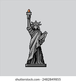 Pixel art illustration US Landmark. Pixelated United States Liberty. USA Liberty Statue Landmark Independence Day pixelated for the pixel art game and icon for website and video game. old school retro