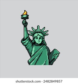 Pixel art illustration US Landmark. Pixelated United States Liberty. USA Liberty Statue Landmark Independence Day pixelated for the pixel art game and icon for website and video game. old school retro