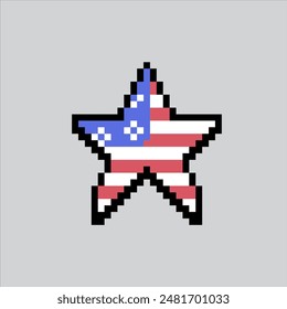 Pixel art illustration US Star. Pixelated United States Star. USA Star Independence Day pixelated for the pixel art game and icon for website and video game. old school retro.