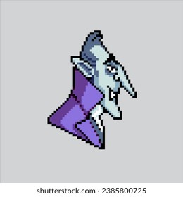 Pixelkunstgrafik Vampire. Pixel Vampire. Gruselig Vampire pixelig für das Pixelkunstspiel und Icon für Website- und Videospiel. Altschulretro.