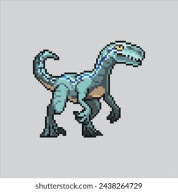 Ilustración de Pixel Art Velociraptor. Velociraptor pixelado. Dinosaurio Velociraptor pixelado
para el juego pixel art y el icono para el sitio web y el videojuego.