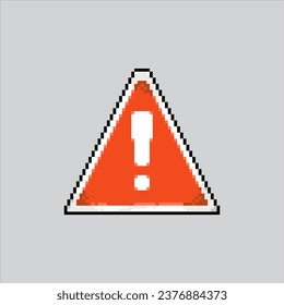 Pixel art illustration warning sign. Pixelated warning sign. warning sign traffic icon pixelated for the pixel art game and icon for website and video game. old school retro.