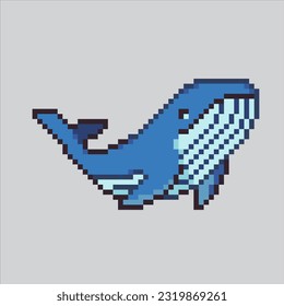 Ilustración de arte de Pixel Whale. Ballena Pixelada. Icono de mamíferos de ballena marina pixelado
para el juego de arte píxel e icono para el sitio web y el juego de vídeo. retro de la vieja escuela.