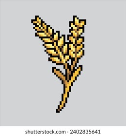 Ilustración de arte de Pixel Trigo. Arroz De Trigo Pixelado. Granja de arroz de trigo
pixelado para el juego de arte píxel e icono para el sitio web y el videojuego. 