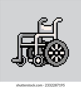 Pixel Art Illustration Rollstuhl. Pixelrollstuhl. Rollstuhlsymbol pixelig für das Pixelkunstspiel und Icon für Website- und Videospiel. Altschulretro.