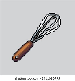 Ilustración de arte de Pixel Whisk. Whisk Pixelado. Kitchen Bakery Whisk
pixelado para el juego de arte píxel e icono para el sitio web y el videojuego. retro de la vieja escuela.