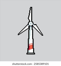 Pixel art illustration Wind Turbine. Pixelated Wind Electric Generator. Wind Turbines Electric Generator Icon pixelated for the pixel art game and icon for website and video game. old school retro.