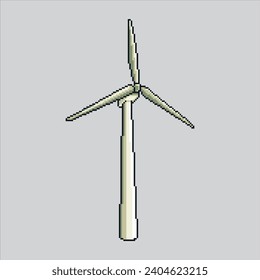 Ilustración de arte de Pixel Windmill. Molino de viento Pixelado. Molino de viento de granja
pixelado para el juego de arte píxel e icono para el sitio web y el videojuego.