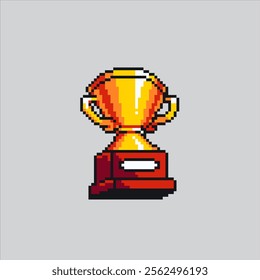 Pixel art illustration Winner Trophy. Pixelated Trophy Champion. Winner Trophy Champion icon pixelated for the pixel art game and icon for website and video game. old school retro.