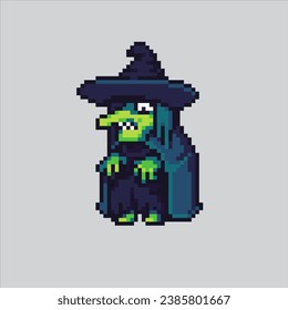 Pixel art illustration Witch. Pixelated Witch. Scary Witch pixelated for the pixel art game and icon for website and video game. old school retro.
