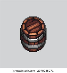 Pixel art illustration Wooden Barrel. Pixelated Wooden Barrel. Wooden Barrel pixelated for
the pixel art game and icon for website and video game. old school retro.