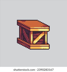 Pixel art illustration Wooden Box. Pixelated Wooden Box. Wooden Box pixelated for
the pixel art game and icon for website and video game. old school retro.