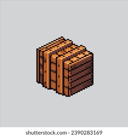 Pixel art illustration Wooden Box. Pixelated Wooden Box. Wooden Box pixelated for
the pixel art game and icon for website and video game. old school retro.