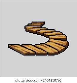 Ilustración de arte de Pixel Ruta de la madera. Madera Pixelada. Pista de madera pixelada para el juego de arte píxel e icono para el sitio web y el videojuego.