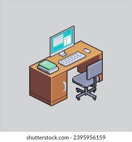 Pixel art illustration Work Desk. Pixelated Work Desk. Home office Work Desk
pixelated for the pixel art game and icon for website and video game. old school retro.