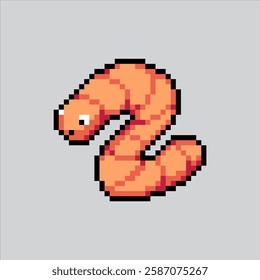 Pixel art illustration Worm Bait. Pixelated Fishing Bait. Earth Worm Fishing Bait Icon pixelated for the pixel art game and icon for website and video game. old school retro.